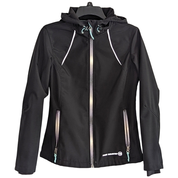 Free Country Women's Full Zip Black and Green Hooded Athletic Jacket Size S - Picture 1 of 11